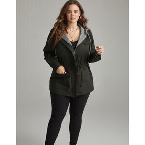 Plus Size 2X 18 20 BloomChic Hooded Jacket 4 Pockets Zipper Coat Cotton NWT